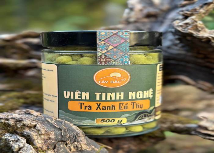 Viên tinh nghệ trà xanh. Viên tinh nghệ trà xanh.