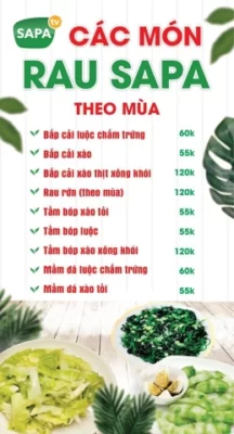 Thực đơn nhà hàng Sapa TV
