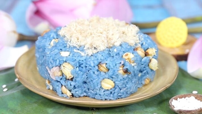 Cách nấu xôi hoa đậu biếc hạt sen cực ngon