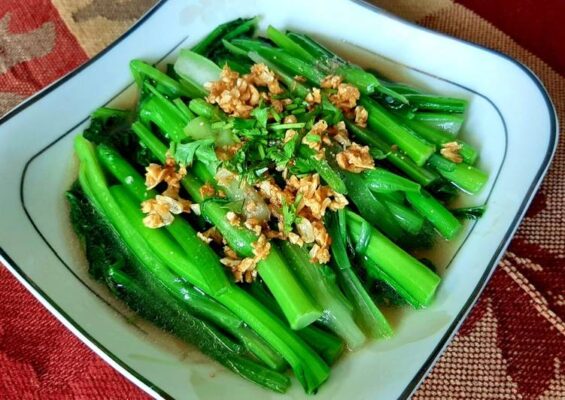 Da trâu xào ngồng tỏi, món ngon cho tín đồ nhậu