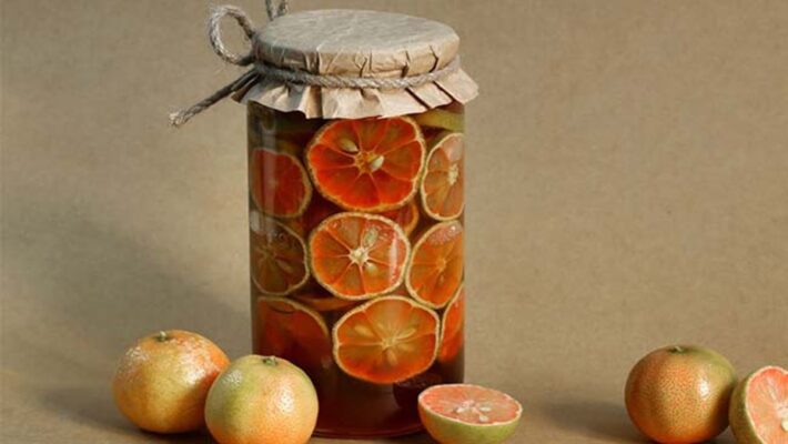 Mật ong ngâm chanh đào