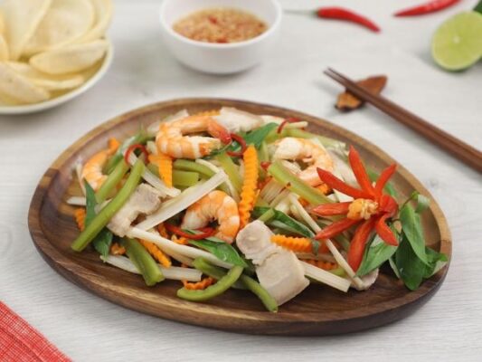 Cách làm nộm rau tiến vua với tôm thịt